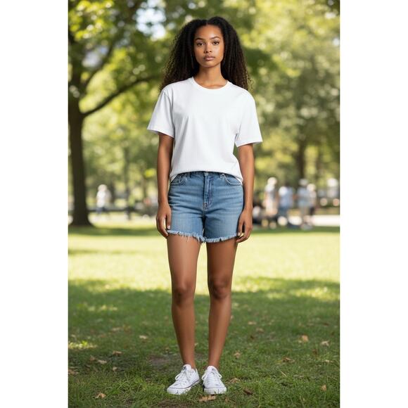 American Eagle Super Stretch Hi-Rise Shortie Denim Shorts Size 2 - Picture 11 of 11